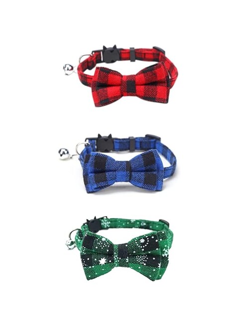 ORiTi 3 Pack Cat Collar Breakaway with Cute Bow Tie and Bell for Pet Kitten Cats and Small Dogs with Breakaway Buckle Safety Adjustable from 20-27cm Plaid