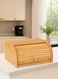 Home Bamboo Bread Box   Roll-Top Wooden Bread Storage Bin for Kitchen Counter   Eco-Friendly Organizer for Loaves, Muffins &amp; Baked Items   Farmhouse Bread Holder