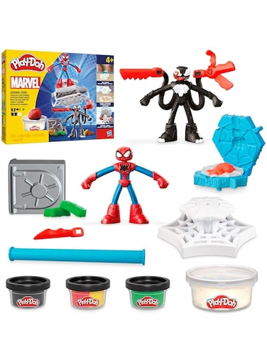 Play-Doh Marvel Spider-Man Launch &amp; Slice Battle Playset with 2 Bendy Action Figures and 7 Accessories, Imagination Toys for Boys &amp; Girls 4 Years &amp; Up