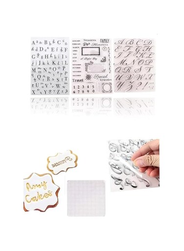 Sweet seven 4Pcs Alphabet Cake Stamp Tool Set - Fondant Mold for DIY Cookie Stamps, Biscuit Cake, and More - Handmade English Letters Design - Baking Tools for Creative Bakers