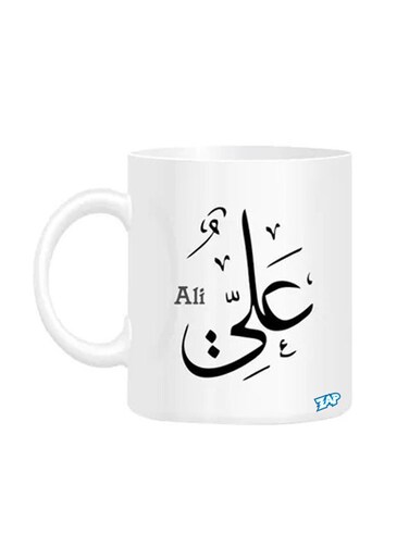 Arabic Calligraphy Name Ali Printed Mug White/Black