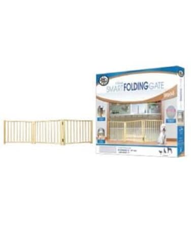 Four Paws Safety Gate Free Standing 3 Panel Walk Over Wood Gate 24-64inc x 17Inc
