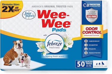 FOUR PAWS WEE-WEE ODOR CONTROL PADS WITH FEBREZE FRESHNESS 50 CT