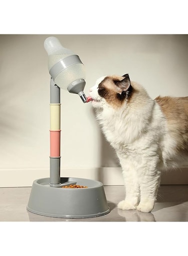 PETPASS Pet Drinking Fountain &amp; Feeder, Adjustable Height, 2-in-1 Design, Standing Water Dispenser - Pet Stand Drinking Fountain No-Drip Dish Bowls - Pet Feeders for Cat Dog