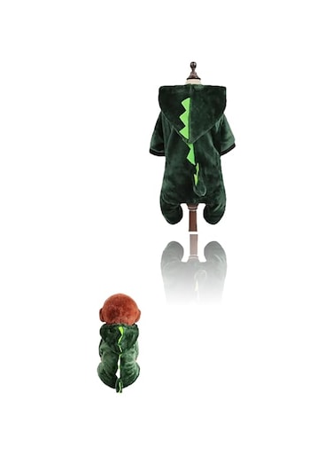 Sweet seven 2pcs Warm Fleece Pet Costumes - Winter Sweater and Plush Jumpsuit for Dogs and Cats - Dinosaur Suit for Halloween Modeling - Cozy Winter Pajamas and Stylish Outfit for Dachshunds Size L