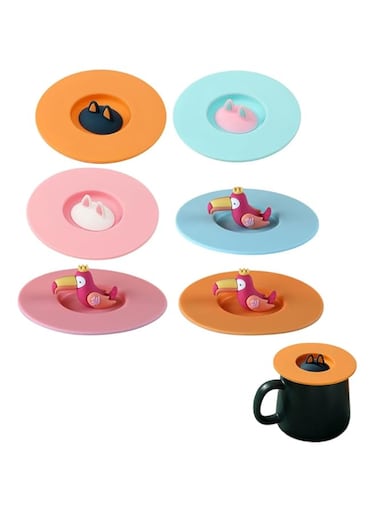 JZS Silicone Cup Lids, 6 Pack Anti-Dust Airtight Mug Covers for Hot and Cold Beverages