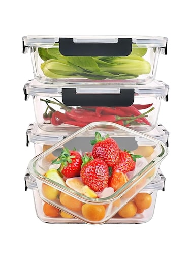 KUAIJI 5 Pack 36oz Meal Prep Containers with Lids Glass Food Prep Storage Containers Airtight Lunch Bento Box Lunch Box For Microwave Ovens Dishwasher Freezer Reusable Glass Containers, (5-Pack)