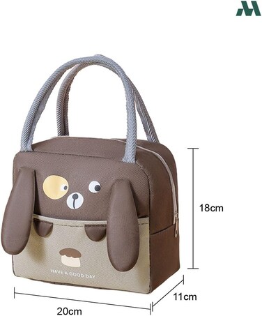 Ear Panda Brown Large Capacity Insulated Lunch Bag   Waterproof &amp; Stain-Resistant Meal Tote with Advanced Temperature Retention   Durable Polyester Lunch Bag for Office &amp; School