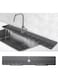 Extra Long 34"x 6" Silicone Sink Splash Guard &amp; Draining Mat - Anti-Spill Water Catcher for Kitchen, Multi-use Protective Gear for Sink Area, Easy-to-Clean Faucet Mat (Black)