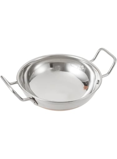 RAJ Copper Bottom Kadai Cooking Pot with Double Handle, CBK002 - 19 cm, Deep Frying pot , Mixing Pot , Roasting Pot