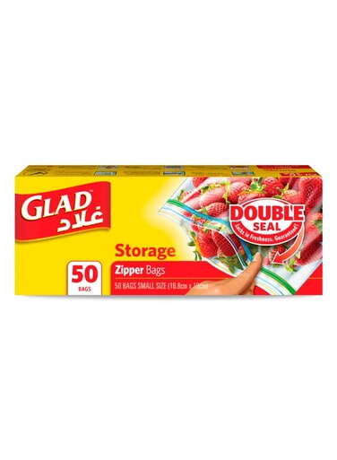 Zipper Food Storage Plastic Bags 50 Count 27.4cmx26.5cm yellow