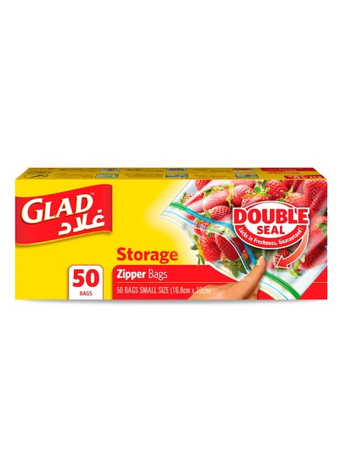 Zipper Food Storage Plastic Bags 50 Count 27.4cmx26.5cm yellow