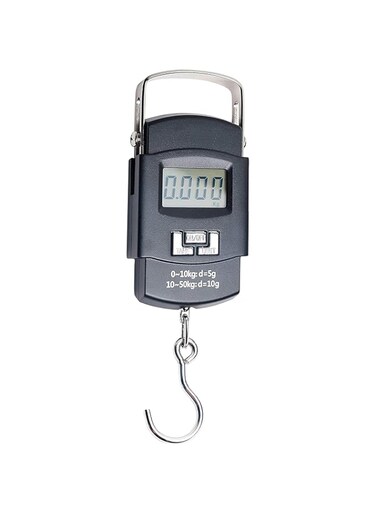 ECVV SHOWAY Portable Handheld Travel Luggage Electronic Scale, Digital LCD Hanging Suitcase Weighting Scale 110lbs with Tare Backlight Function Gift For Traveler, Silver, Fishing - Small