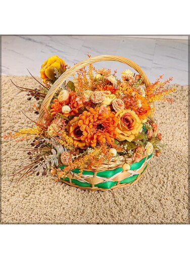 YATAI Handmade Multi-Purpose Wicker Woven Basket with Handle   Handmade Natural Flower &amp; Picnic Basket   Easter Basket   Wedding Flower Girl Basket (Medium)
