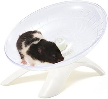 NeoStyle Hamster Flying Saucer,Silent Running Exercise Wheel,Hamster Exercise Toys,for Hamsters,Gerbils,Chinchilla,Mice,Hedgehog and Other Small Pets (White(include holder))