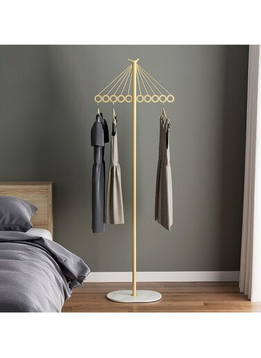 Coat Rack Freestanding, Clothes Stand, Garment Rack Clothes Rack, Metal Coat Racks Hanger Stand, Clothes Rail Stand, Clothes Hanger Organizer with Marble Base for Hanging Clothes, Hats, Bags (Gold)