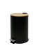 Soft-Close Pedal Bin &acirc;&euro;&ldquo; Bamboo Top &amp; Matte Black Body with Metal Pedal-18L