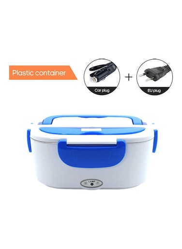 Electric Heating Lunch Box With Removable Container White/Blue 23.8x10.8cm