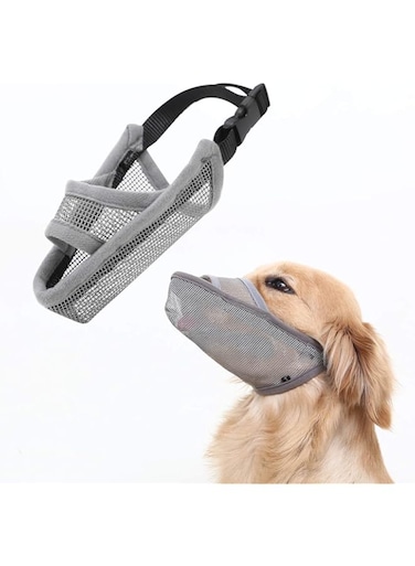 Crazy Felix Nylon Dog Muzzle for Small Medium Large Dogs, Air Mesh Breathable and Drinkable Pet Muzzle for Anti-Biting Anti-Barking Licking (L, Grey)