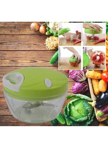 Juxin Easy Spin Manual Food Chopper, Stainless Steel Blades, White, Compact, Safe, No Electricity Required