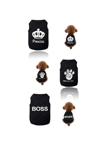 Sweet seven Puppy Clothes Dog Shirt 3 Pack - Summer Apparel for Small Dogs, Chihuahua, Yorkies, Cat Clothing - Black Security Vest, Funny Pet Outfits (Size M)