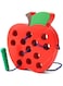 Baybee Wooden Apple Lacing Fruits Threading Game Puzzle Kids Toys, Wooden Fruits Toys with Caterpillar Lace, Learning Educational Baby Toys Block Puzzle for Kids 3+ Years Boys Girls