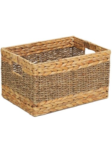 Homesmiths Large Water Hyacinth Basket with Hole Handles L35 x W25 x H20 cm