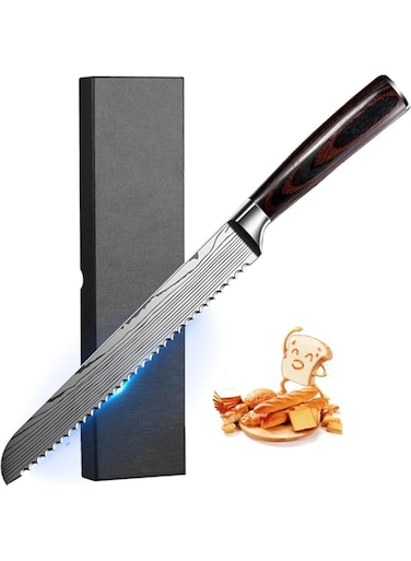 Bread Knife, 8-Inch Serrated Edge, High Carbon Stainless Steel, Professional Grade