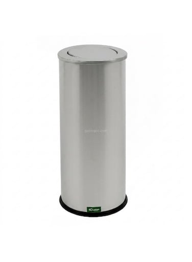 Stainless Steel Swing Bin   Round Indoor Waste Bin   Push Swing Lid Trash Can   Commercial &amp; Home Use   20L   Silver