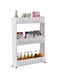 3 Tier Slim Storage Cart, Rolling Utility Cart Tower Rack, Kitchen Storage Shelf with Wheels, for Kitchen Bathroom Narrow Places, White