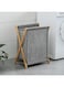 MUMOO BEAR Portable Folding Laundry Basket, Bamboo Wood Laundry Hamper, Household Dirty Clothes Hamper Clothes Storage Basket, X Frame, for Bedroom Bathroom Laundry Room Balcony (M)