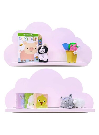 Cloud Shelves for a Children&acirc;&euro;&trade;s Nursery Floating Shelf Design (Pair - 2X Shelves) Shelving Child's Bedroom Themed Boy/Girl - Available in White, Grey, Blue or Pink (Pink)