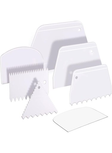 Teenitor Cake Scraper Cake Smoother, 7 Pcs Dough Scraper Bowl Scraper Cutters Cake Icing Scraper Smoother Tool Set for Bread Dough Cake Fondant Icing