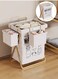 Collapsible Laundry Basket, Waterproof Laundry Hamper, Laundry Bag, Clothes Hamper, Cloth Storage Bag, Foldable Tall Dirty Clothes Hamper with 2 Side Hanging Basket, Handles, Lid