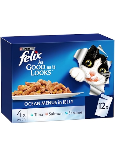 Purina Felix As Good As It Look Doubly Delicious Wet Cat Food Ocean Menu 85g (Pack of 12)