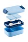 Lunch Box for Adults and Kids,Leak-proof Double-Layer 4 Compartments Bento Box with Fork and Spoon
