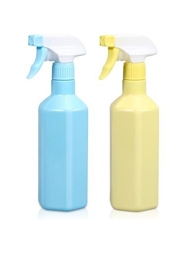 KASTWAVE Adjustable Nozzle Plastic Spray Bottle, 16.9 oz Leak Proof Mist Spray Bottle Empty Refillable Container for Water, Cleaning, Hair Care, Plants, Pets (Blue and white)