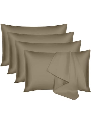Linen Klub PACK of 4 Standard Pillowcases- Luxurious 100% Cotton 250TC Sateen with Elegant Solid Design, Size: 50 x 75 cm, Gleaming Bronze for a Touch of Sophistication in Your Bedroom