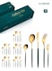 30-Piece Stainless Steel Cutlery Set Kitchen Utensil Set Western Tableware Suitable For Home Kitchen Restaurant Hotel Party Dining Picnic Dining Exquisite Packaging Gift Green/Gold