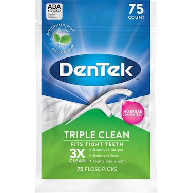 Dentek Triple Clean Floss Picks 75's