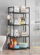 4-Tier Storage Shelf Organizer for Kitchen Bathroom Shelves Garage Home Pantry Closet Office Multi Rack Stand Units with Hooks and Handle Kitchen Shelving Unit Storage Shelves Organizerfor Jar and Bottles