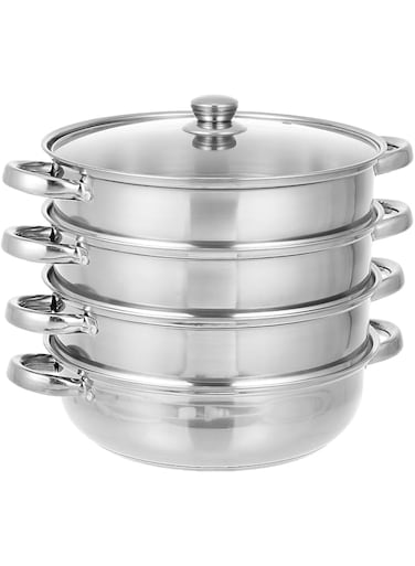 Royalford 4Layer SS Steamer/30CM1X8, silver, RF10427