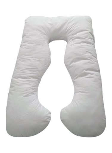 Shaped Maternity Pillow Cotton Blend White 140x80cm