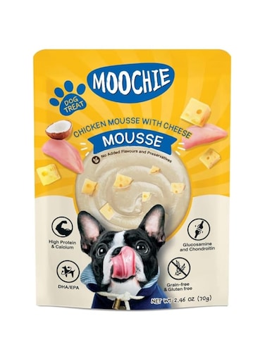 Moochie Dog Mousse - Chicken with Cheese Pouch 70g (12 Pouch)