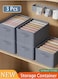 3 Pcs Clothing Storage Container, Fabric Storage Box Organizer Foldable Closet Organizer for Jeans, Shirts, Sweaters, Grey(6/7/9 Grids)