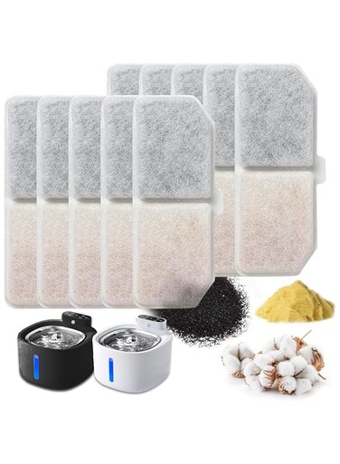 NAWOKEENY 12 Pack Cat Water Fountain Filters, Replacement Pet Water Fountain Filters, Pet Drinking Dispenser Filter with Triple Filtration System for Dogs Cat, White