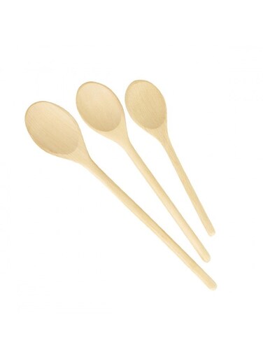 Set 3 Oval Spoons Woody Assorted 37.5 x 9.5 x 2.5 cm Cooking Spoons Stirring Spoon Kitchen Tools