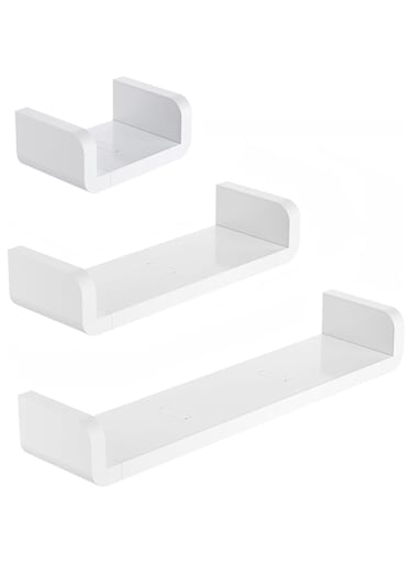 U-HOOME Adhesive Floating Shelves on wall Non-Drilling, Set of 3 Wall Mounted Shelf, Display Picture Ledge Shelf Book Shelf U Bathroom Shelf Organizer Shelf Wall Shelves for Home/Bathroom Storage