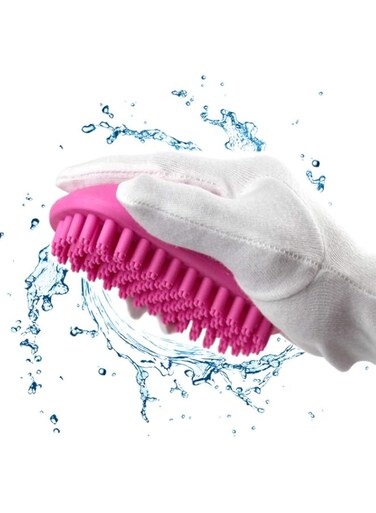 YUSENPET Pet Shampoo Brush, Anti-Skid Rubber Dog Cat Pet Mouse Grooming Shower Bath Brush Massage Comb for Long &amp; Short Hair Medium Large Pets Dogs Cats (Short Hair Pink)
