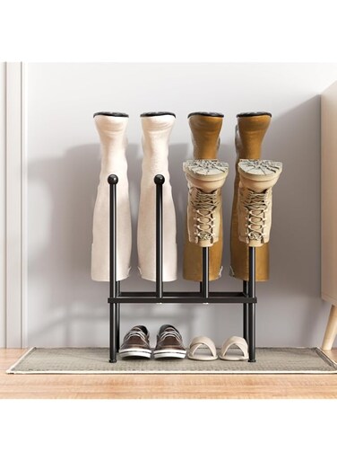 KASTWAVE Free Standing Shoe Racks - Black Metal Boot Rack, Shoe Organizer for Dorm Room, Closet, Entryway, Bedroom, Patio Outdoor, Hallway, Black Shoe Rack Organizer, Shoe Storage Fit for 4 Pairs